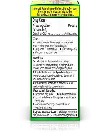Zyrtec Children's Allergy Syrup | Cetirizine Grape Flavor | Dye & Sugar-Free | 24 Hr Relief - 1 fl. oz - Buy Online on GoSupps.com