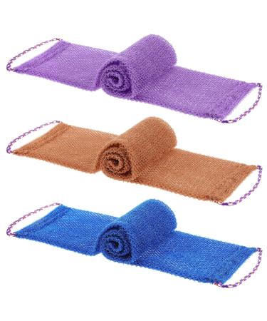 3 Pcs African Bathing Sponges with Ropes African Back Scrubbers African Net Sponge Smoother Long Net Shower for Women Men Body Washing Accessories(Purple  Blue  Coffee)
