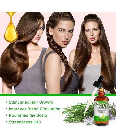 Premium Rosemary Oil for Hair Growth 120ml | Essential Oil for Thinning Damaged Hair - Includes Silicone Scalp Massager - Buy Online on GoSupps.com