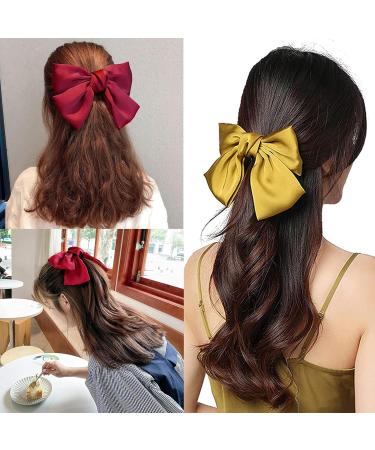 Buy Big Bowknot Hair Clips - 6 Large Loop Hair Accessories for Women Girls & Schoolgirls - Vibrant 6 Color Set - Buy Online on GoSupps.com
