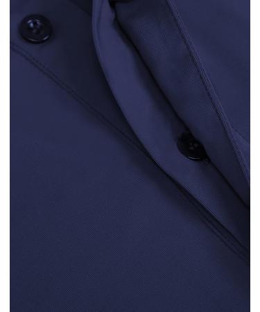 COOFANDY Men's Collarless Golf Polo Shirt - Quick Dry Short Sleeve Henley Shirt - Deep Blue Striped Polo - Large - Buy Online on GoSupps.com