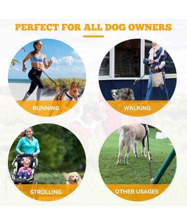 Ultimate Jogging Leash for Large & Medium Dogs | Pile Belt & Double Handle | Retractable Waist Belt - Orange - Buy Online on GoSupps.com