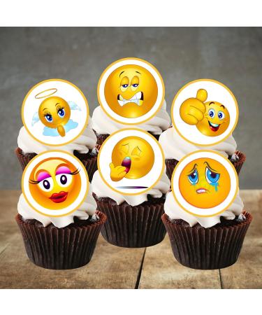 PRECUT Emoji Cupcake Toppers #1 Emoji Cake Topper Edible Emoji Cake Decorations Smiley Face Party Decoration Pack Smile Cake Decoration Emoji Cake Toppers (12) - Buy Online on GoSupps.com