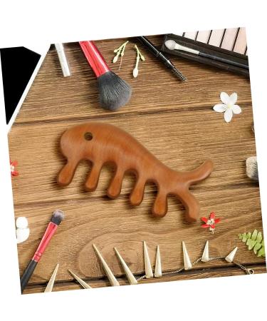 Collbath Fish-Shaped Wooden Comb | Portable Wide Tooth Comb for Curly Hair | Golden Sandalwood Massage Tool for Men - Buy Online on GoSupps.com