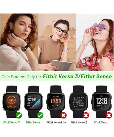 YAXIN 3 Pack Slim Sport Bands for Fitbit Sense/Versa 3 - Soft Silicone Lace Replacement Wristbands for Women in Black/White/Pink Sand - Buy Online on GoSupps.com