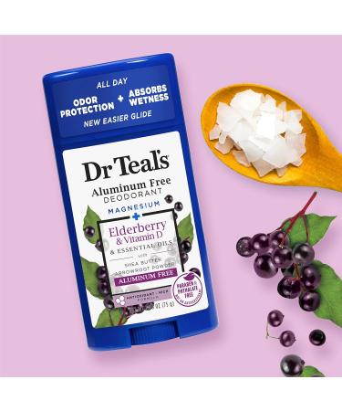 Dr Teal's Aluminum Free Deodorant Elderberry & Vitamin D with Essential Oils 2.65 oz (Pack of 3) - Buy Online on GoSupps.com