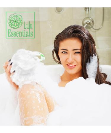 Premium Lulu Essentials Bath and Shower Loofah Poufs - 6 Pack, 60g Each - Cleansing Sponge for Exfoliating - Best Mesh Body Scrubbers in Snow White - Ideal Gift Box - Buy Online on GoSupps.com
