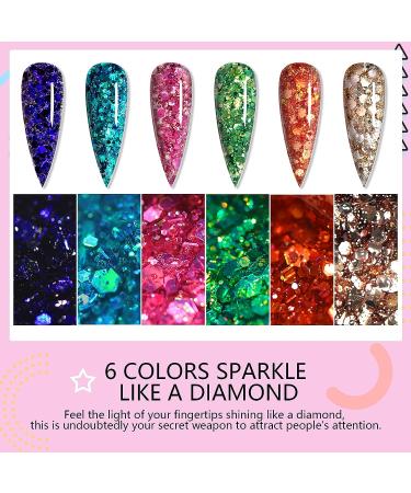 Saviland Glitter Gel Nail Polish Set - 6 Color Big Glitter Kit for Professional Manicure at Home - Buy Online on GoSupps.com