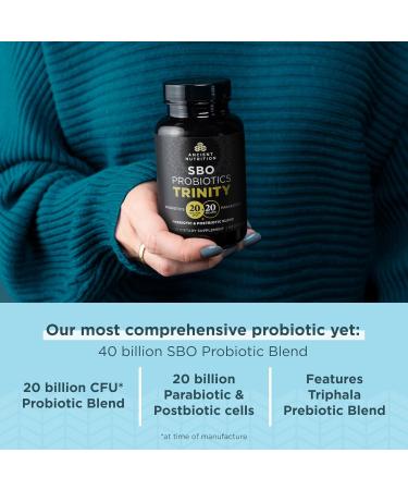 Ancient Nutrition SBO Probiotic Trinity Daily Care Probiotics for Digestive Health 40 Billion Blend of Prebiotics Probiotics Postbiotics and Parabiotics Reduces Occasional Bloating 60 Count - Buy Online on GoSupps.com