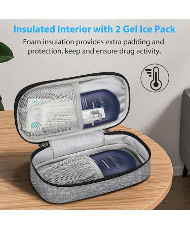 Medmax Insulin Cooling Bag - Portable Water-Repellent Organizer with 2 Cooling Packs for Diabetic Accessories - Insulated Gray Cooler for Insulin Pens - Buy Online on GoSupps.com