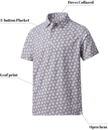 DEOLAX Men's Moisture Wicking Dry Fit Performance Golf Polo Shirt - Grey Pink, X-Large - Buy Online on GoSupps.com