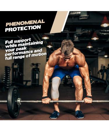 POWERLIX Leg Sleeve | Best Knee Brace for Pain Relief | Support for Running Basketball Volleyball & Weightlifting | Beige X-Large - Buy Online on GoSupps.com