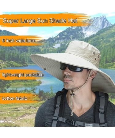HUAMULAN 6 Super Wide Brim Sun Hat for Men and Women - Perfect for Fishing, Hiking, Gardening, Safari & Camping - Beige - Buy Online on GoSupps.com