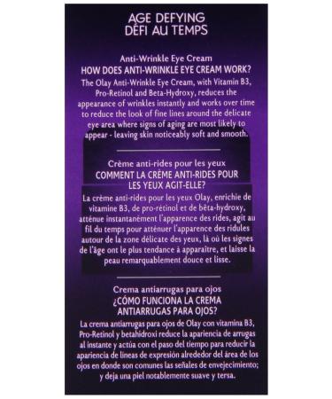 Olay Age Defying Anti-Wrinkle Eye Cream 0.5 fl oz | Reduce Fine Lines & Dark Circles | International Shipping Available - Buy Online on GoSupps.com