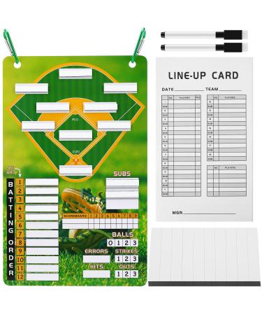 Magnetic Baseball Dugout Board Set Magnetic Baseball Lineup Board with 100 Sheets Lineup Cards 80 Lineup Board Tabs 2 Snap Hooks 2 Dry Erase Markers for Coach Display Softball Baseball Game