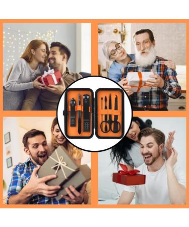 8PC Black-Orange Manicure Set for Men | Travel Nail Care Kit | Personal Care & Pedicure Tools | Perfect Gift for Family & Friends - Buy Online on GoSupps.com