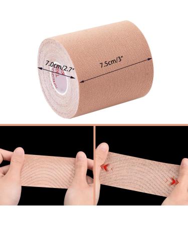 Gstream 3 Pack Tan Kinesiology Tape | Water Resistant Adhesive Sport Tape for Muscle Support | Pain Relief | Latex Free Cotton Elastic Tape for Joints | 3in x 5.5yd - Buy Online on GoSupps.com