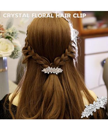 Crystal Hair Clips Diamante Wedding Hair Accessories Elegant Rhinestone Barrette Silver Flower Hair Pins for Bridal Bridesmaid Girls Jewelry Hair Decorations Wedding Party Gift - Buy Online on GoSupps.com