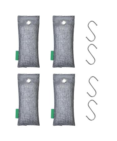 Activated carbon bamboo air purifier natural air purification bag Activated carbon bag for odor neutralization in shoe cabinets refrigerators wardrobes pets and car 4-pack with hook