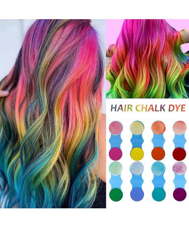8Pcs Temporary Hair Chalk Dye Set - Portable Bright Colors for Birthday, Cosplay, Makeup Party - Washable and Safe for Teens - Buy Online on GoSupps.com