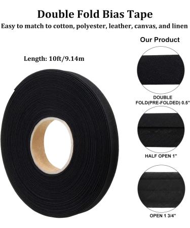Jetec 1/2 Inch Double Fold Bias Tape - Black 10 Yards | Cotton Bias Binding Tape for Sewing, Quilting, and Piping Projects - Buy Online on GoSupps.com