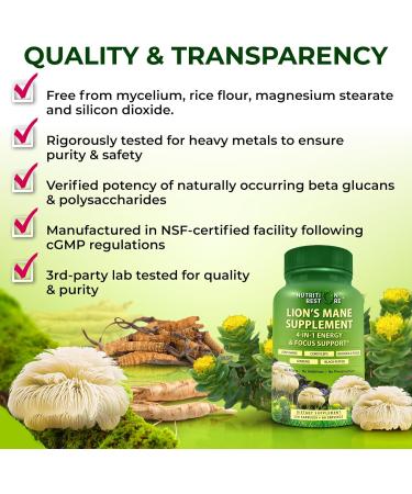 Organic Lion's Mane Supplement Capsules - Contains Naturally Occurring Beta Glucans & Polysaccharides, Enhanced with Organic Energy & Focus Support Blend: Cordyceps, Rhodiola Rosea, Ginseng, 120 Count Lion's Mane + - Buy Online on GoSupps.com