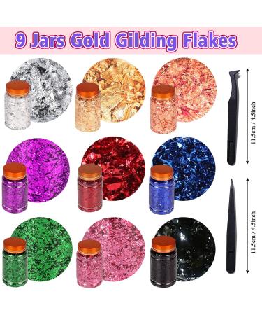 Gilding Flakes Set - Gold Foil for Resin Art, Painting, Crafts & Nail Art - 9 Boxes Metallic Flakes - Buy Online on GoSupps.com