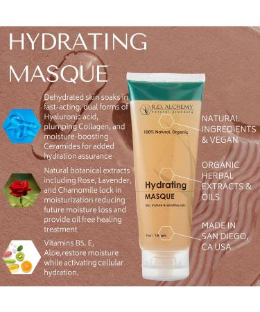 RD Alchemy - 100% Natural & Organic Hydrating Treatment Mask | Anti-Aging Moisturizing & Fine Line Reducing with Hyaluronic Acid Collagen & Ceramides - Buy Online on GoSupps.com