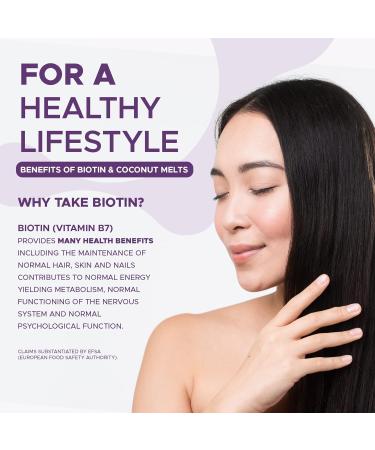 Biotin & Coconut Melts 10 000 g of Biotin 5mg Coconut Oil Hair Growth Supplement 90 Vegan Tablet Melts Hair Skin & Nails Vitamins for Men & Women - Buy Online on GoSupps.com