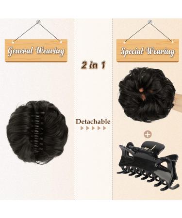BARSDAR Claw Clip Messy Bun Hairpiece - Curly Synthetic Hair Extension for Women - Natural Black - Buy Online on GoSupps.com