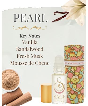 Pearl Perfume Oil Roll-On by Sage- 1/8 oz Vegan & Cruelty-Free Subtle Scent Vanilla Sandalwood Musk Pearl 1/8 oz Perfume Oil Roll-On - Buy Online on GoSupps.com