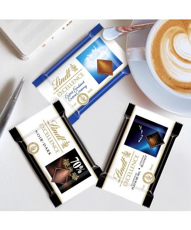 Lindt - Bag of chocolate mini squares EXCELLENCE - Assorted Dark Chocolates 70% Black Fleur de Sel and Extra Melting Milk 1 - Buy Online on GoSupps.com