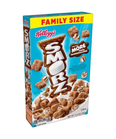 Kellogg's Smorz Breakfast Cereal, 8 Vitamins and Minerals, Kids Snacks, Family Size, Original, 13.4oz Box (1 Box)