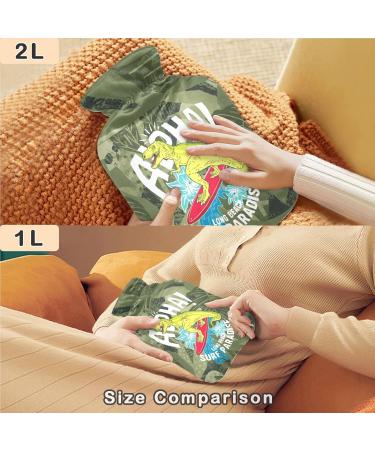 Buy Naanle Palm Leaf Dinosaurs Heat Bottle with Cover - 1L Hot Water Bottle for Pain Relief & Cold Therapy - Transparent Bag Ideal for Bed & Hand/Foot Comfort - Buy Online on GoSupps.com