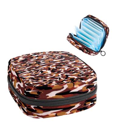 Multicam Camouflage Texture Sanitary Napkin Storage Bag Feminine Menstrual Cup Pouches Nursing Pad Holder Tampon Bags Portable Period Bag for Women Teen Girls 1Pcs Multi-colored 14