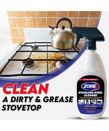 ZORBX Stainless Steel Cleaner Spray - Eliminate Odors & Stains | Ideal for Home & Restaurant Use (24 Fl Oz - Buy Online on GoSupps.com