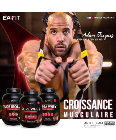 EAFIT Pure Whey Strawberry 750 g Eco Format 6 Jars 4.5 kg - Muscle Growth - Whey Protein - Fast Assimilation - Amino Acids and Digestive Enzymes - Certified Anti-Doping - Buy Online on GoSupps.com