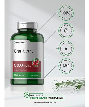 Cranberry + Vitamin C 15,000mg 250 Capsules | Non-GMO Gluten Free Supplement by Horbaach - Buy Online on GoSupps.com