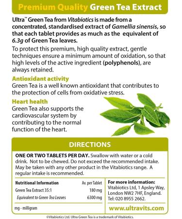 Vitabiotics Ultra Green Tea Tablets - 30 Count | Green Tea Extract Supplement - Buy Online on GoSupps.com