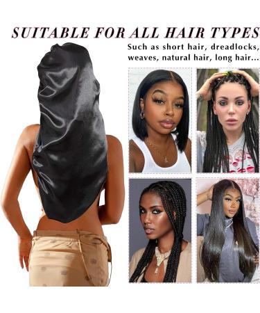 Large Satin Braid Bonnet for Black Women - Black & Pink Sleep Cap for Long Curly Hair - Buy Online on GoSupps.com