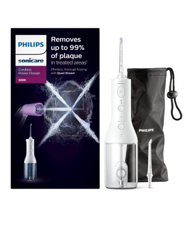 Philips Sonicare Cordless Power Flosser 3000 Oral Irrigator - Water Flosser for Teeth Gums and Dental Care White (Model HX3806/31)