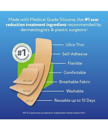 ScarAway Silicone Scar Sheets Variety Pack - Medical Grade Treatment for Surgical, Burn, Acne Scars - 8 Reusable Strips - Buy Online on GoSupps.com
