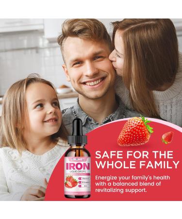 Liquid Iron Supplement for Women Men & Kids Multivitamin Iron Drops with Folate, Vitamin C, B6, B12, Zinc for Anemia, Iron Deficiency, Blood Builder, Energy - Natural Strawberry Flavor, Vegan 2 Fl Oz Strawberry 2 Fl Oz (Pac  - Buy Online on GoSupps.com