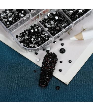 1500PCS Rhinestones for Nails Kit with 6 Sizes - Nail Art Gems Set with Glue, Picker Pen, Tweezer - Black AB Crystals for DIY Nail Designs - Buy Online on GoSupps.com