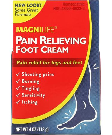 MagniLife Pain Relieving Foot Cream - Natural Moisturizing Relief with Beeswax and Eucalyptus - Soothes Soreness, Burning, Tingling - 4oz - Buy Online on GoSupps.com