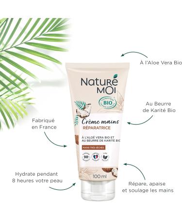 Natur Moi - Repairing Hand Cream - Very Dry Skin - Moisturizing Hand Cream with Aloe Vera and Organic Shea Butter - 98% Natural Origin - Certified Organic - 100ml - Made in France - Buy Online on GoSupps.com