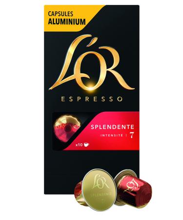 L'Or Espresso Café Splendente - Intensity 7 - 10 Aluminum Capsules Compatible with Nespresso®* Machines