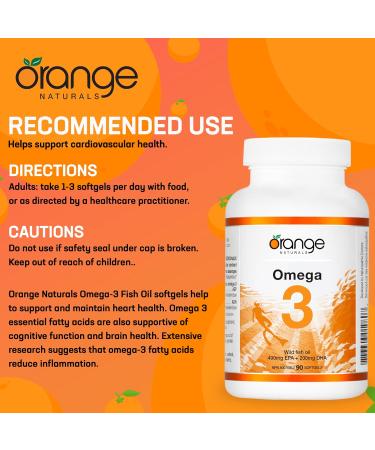 Orange Naturals Omega-3 Fish Oil - 90 Softgels for Enhanced Brain & Cardio Health Triple Strength Essential Fatty Acids Non-GMO High Potency EPA DHA Supports Cognitive Function & Heart Well-being 90 count (Pack of 1) - Buy Online on GoSupps.com