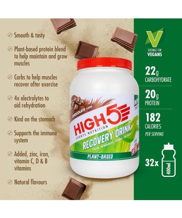 HIGH5 Recovery Drink Plant Based Pea Protein Promotes Recovery (Chocolate 1.6 kg) Chocolate Plant Based 1.6 kg (Pack of 1) - Buy Online on GoSupps.com