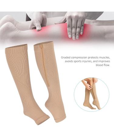 Herchr Compression Stockings - 2 Piece Elastic Support Socks for Low-Sports Legs - Open Toe Nylon Long Socks - Buy Online on GoSupps.com